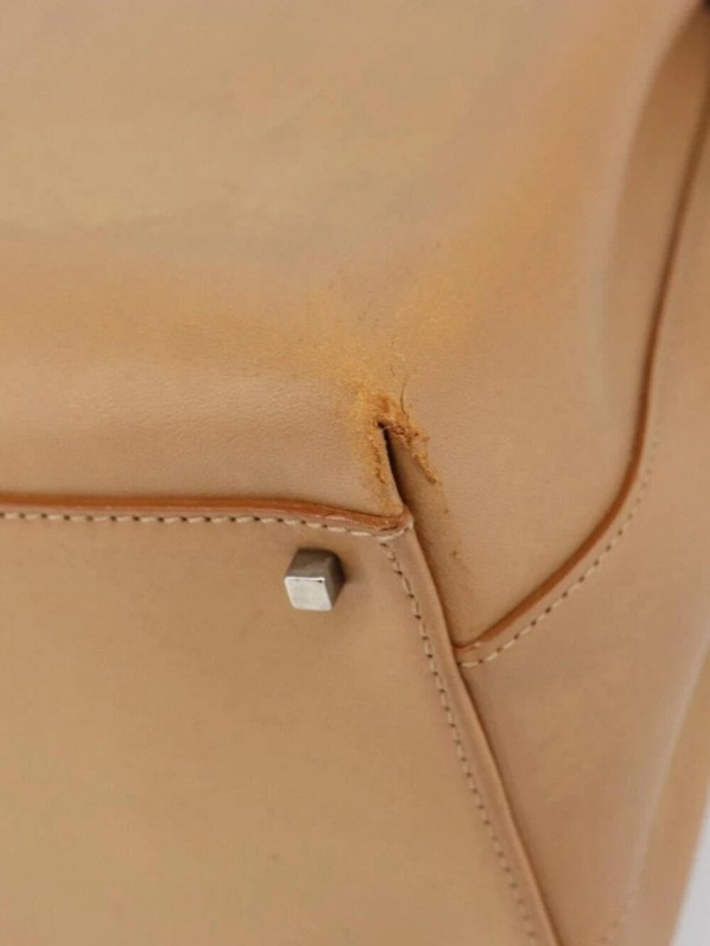 Salvatore Ferragamo Gancini Tote Bag Leather Beige Gold Auth 160685 - Picture 13 of 16